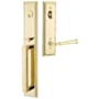 Emtek Melrose Right Handed Full Plate Single Cylinder Keyed Entry Handleset with Merrimack Interior Lever Unlacquered Brass