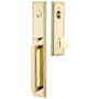Emtek Melrose Full Plate Single Cylinder Keyed Entry Handleset with Providence Interior Knob Lifetime Polished Brass