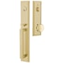 Emtek Melrose Full Plate Single Cylinder Keyed Entry Handleset with Providence Interior Knob Satin Brass
