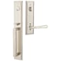 Emtek Melrose Left Handed Full Plate Single Cylinder Keyed Entry Handleset with Turino Interior Lever Satin Nickel
