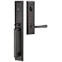 Emtek Melrose Left Handed Full Plate Single Cylinder Keyed Entry Handleset with Turino Interior Lever Flat Black
