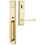 Emtek Melrose Left Handed Full Plate Single Cylinder Keyed Entry Handleset with Turino Interior Lever Unlacquered Brass