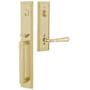 Emtek Melrose Left Handed Full Plate Single Cylinder Keyed Entry Handleset with Turino Interior Lever Satin Brass