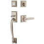 Emtek Franklin Right Handed Sectional Single Cylinder Keyed Entry Handleset with Milano Interior Lever Pewter