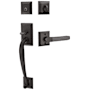 Emtek Franklin Right Handed Sectional Single Cylinder Keyed Entry Handleset with Milano Interior Lever Flat Black