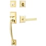 Emtek Franklin Right Handed Sectional Single Cylinder Keyed Entry Handleset with Milano Interior Lever Unlacquered Brass