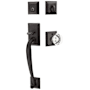 Emtek Franklin Sectional Single Cylinder Keyed Entry Handleset with Old Town Clear Interior Knob Flat Black