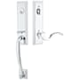 Emtek Adams Left Handed One Piece Single Cylinder Keyed Entry Handleset with Cortina Interior Lever Polished Chrome