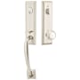 Emtek Adams One Piece Single Cylinder Keyed Entry Handleset with Norwich Interior Knob Satin Nickel