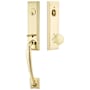 Emtek Adams One Piece Single Cylinder Keyed Entry Handleset with Norwich Interior Knob Lifetime Polished Brass
