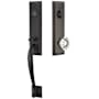 Emtek Adams One Piece Single Cylinder Keyed Entry Handleset with Old Town Clear Interior Knob Flat Black