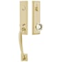 Emtek Adams One Piece Single Cylinder Keyed Entry Handleset with Old Town Clear Interior Knob Satin Brass