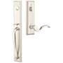Emtek Jefferson Left Handed Full Plate Single Cylinder Keyed Entry Handleset with Cortina Interior Lever Satin Nickel