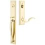 Emtek Jefferson Right Handed Full Plate Single Cylinder Keyed Entry Handleset with Cortina Interior Lever Lifetime Polished Brass
