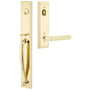 Emtek Jefferson Right Handed Full Plate Single Cylinder Keyed Entry Handleset with Milano Interior Lever Unlacquered Brass