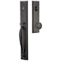 Emtek Jefferson Full Plate Single Cylinder Keyed Entry Handleset with Norwich Interior Knob Flat Black