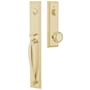 Emtek Jefferson Full Plate Single Cylinder Keyed Entry Handleset with Norwich Interior Knob Satin Brass
