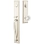Emtek Jefferson Full Plate Single Cylinder Keyed Entry Handleset with Old Town Clear Interior Knob Satin Nickel
