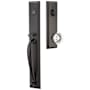 Emtek Jefferson Full Plate Single Cylinder Keyed Entry Handleset with Old Town Clear Interior Knob Flat Black