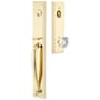 Emtek Jefferson Full Plate Single Cylinder Keyed Entry Handleset with Old Town Clear Interior Knob Unlacquered Brass
