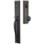 Emtek Jefferson Full Plate Single Cylinder Keyed Entry Handleset with Providence Interior Knob Flat Black