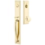 Emtek Jefferson Full Plate Single Cylinder Keyed Entry Handleset with Providence Interior Knob Lifetime Polished Brass