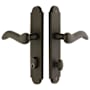 Emtek 10 Inch Stretto Arched Single Cylinder Keyed Sideplate Entry Set from the Sandcast Bronze Collection Medium Bronze