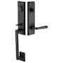 Emtek Rustic Modern Rectangular One Piece Single Cylinder Keyed Entry Handleset from the Sandcast Bronze Collection Flat Black Bronze