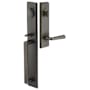 Emtek Rustic Modern Rectangular Full Plate Double Cylinder Keyed Entry Handleset from the Sandcast Bronze Collection Medium Bronze