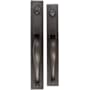 Emtek Rectangular Full Length Single Cylinder Grip-by-Grip Keyed Entry Sandcast Bronze Handleset Medium Bronze