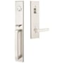 Emtek Lausanne Left Handed Full Plate Single Cylinder Keyed Entry Handleset with Geneva Interior Lever Satin Nickel