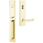 Emtek Lausanne Left Handed Full Plate Single Cylinder Keyed Entry Handleset with Geneva Interior Lever Unlacquered Brass