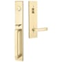 Emtek Lausanne Left Handed Full Plate Single Cylinder Keyed Entry Handleset with Geneva Interior Lever Satin Brass