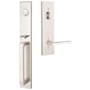 Emtek Lausanne Right Handed Full Plate Single Cylinder Keyed Entry Handleset with Helios Interior Lever Satin Nickel