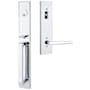 Emtek Lausanne Right Handed Full Plate Single Cylinder Keyed Entry Handleset with Helios Interior Lever Polished Chrome