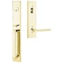 Emtek Lausanne Right Handed Full Plate Single Cylinder Keyed Entry Handleset with Helios Interior Lever Unlacquered Brass