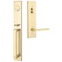 Emtek Lausanne Right Handed Full Plate Single Cylinder Keyed Entry Handleset with Helios Interior Lever Satin Brass