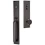 Emtek Lausanne Full Plate Single Cylinder Keyed Entry Handleset with Round Interior Knob Flat Black