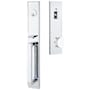 Emtek Lausanne Full Plate Single Cylinder Keyed Entry Handleset with Round Interior Knob Polished Chrome