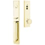 Emtek Lausanne Full Plate Single Cylinder Keyed Entry Handleset with Round Interior Knob Unlacquered Brass