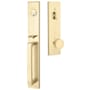 Emtek Lausanne Full Plate Single Cylinder Keyed Entry Handleset with Round Interior Knob Satin Brass