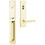 Emtek Lausanne Left Handed Full Plate Single Cylinder Keyed Entry Handleset with Stuttgart Interior Lever Unlacquered Brass