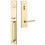 Emtek Lausanne Right Handed Full Plate Single Cylinder Keyed Entry Handleset with Stuttgart Interior Lever Satin Brass
