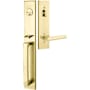 Emtek Lausanne Single Cylinder Keyed Entry Handleset from the Contemporary Collection Unlacquered Brass