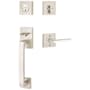 Emtek Baden Right Handed Sectional Single Cylinder Keyed Entry Handleset with Helios Interior Lever Satin Nickel