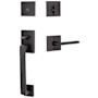Emtek Baden Right Handed Sectional Single Cylinder Keyed Entry Handleset with Helios Interior Lever Flat Black