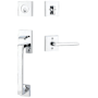 Emtek Baden Right Handed Sectional Single Cylinder Keyed Entry Handleset with Helios Interior Lever Polished Chrome