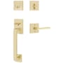Emtek Baden Right Handed Sectional Single Cylinder Keyed Entry Handleset with Helios Interior Lever Satin Brass