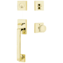 Emtek Baden Sectional Single Cylinder Keyed Entry Handleset with Round Interior Knob Unlacquered Brass