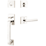 Emtek Baden Right Handed Sectional Single Cylinder Keyed Entry Handleset with Stuttgart Interior Lever Polished Nickel